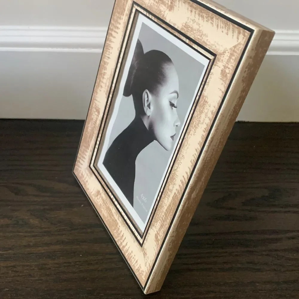 4 Picture Frame Set 4x6 Rustic Weathered Whitewash Wood Vintage Antique Style